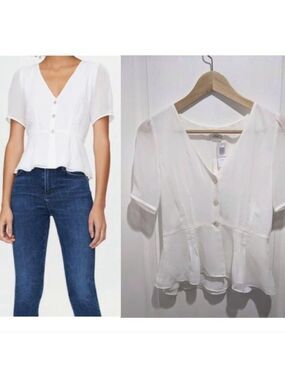 NWT Aritzia Wilfred | Button-Front Blouse in Espace white